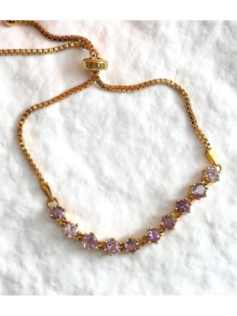Pink Rhinestone Accented Box Chain Vintage 80's Style Adjustable Length Bracelet